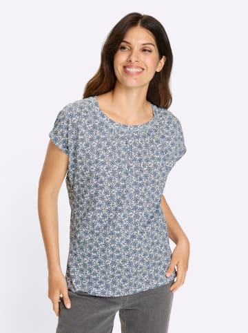 Sieh an! Kurzarm-Shirt in weiß-bleu-bedruckt