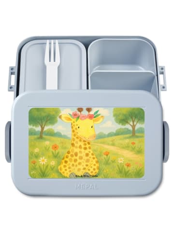 Mr. & Mrs. Panda Snackbox Giraffe Blumenkranz Design ohne Spruch in Blau Pastell