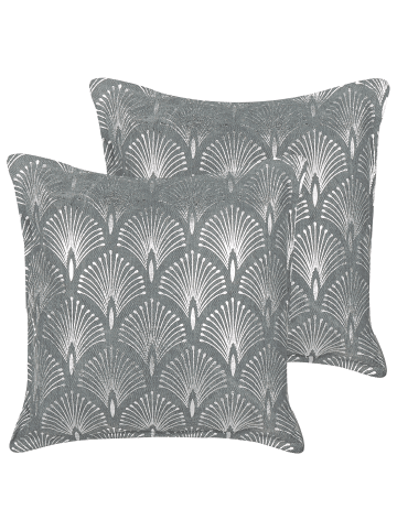 Beliani 2er-Set Dekokissen HOYA in Grau/Silber