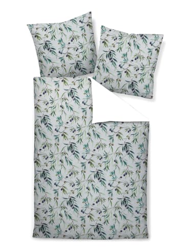 Janine Modern Art Mako Satin Bettwäsche - Olivenzweige in grün