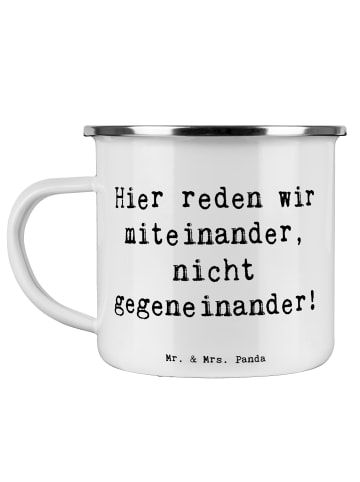 Mr. & Mrs. Panda Emaille Tasse Spruch Konflikte friedlich lösen ... in Weiß