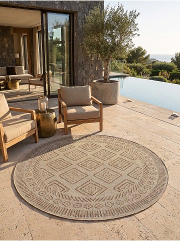 KADIMA DESIGN Outdoor-Teppich VIGOLENO Rauten Flachgewebe gekettelt in Beige-Braun