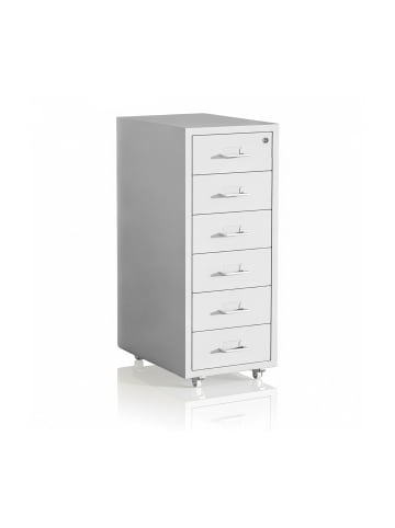 relaxdays Rollcontainer in Weiß - (B)28 x (H)69 x (T)41 cm