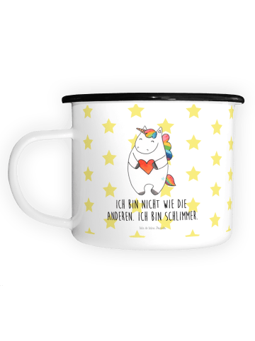 Mr. & Mrs. Panda Pott Einhorn Herz mit Spruch in Weiß