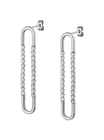 ANELY Ohrstecker lang mit Glitzersteinen in Silber