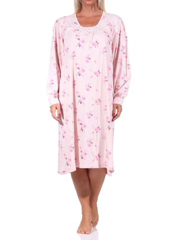 NORMANN Nachthemd Spitze Knopfleiste am Hals - 69579 in rosa