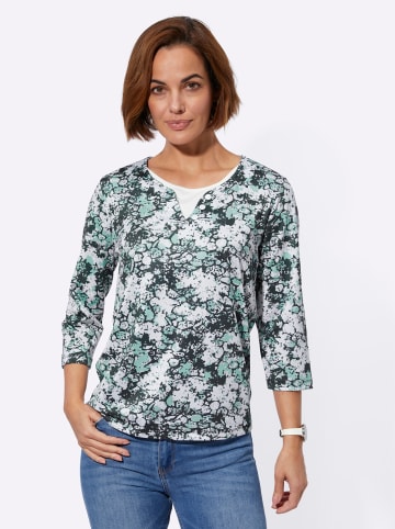 WITT WEIDEN 2-in-1-Shirt in salbei-schwarz-bedruckt