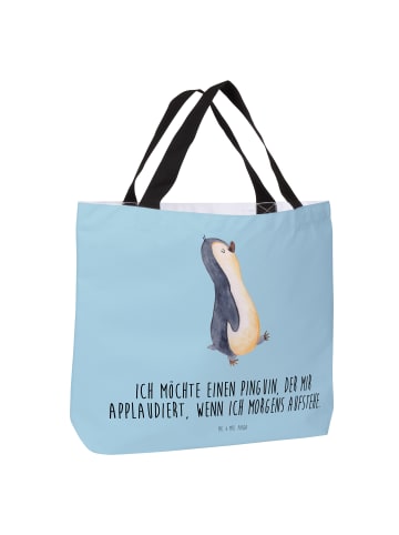 Mr. & Mrs. Panda Shopper Pinguin mHerzieren mit Spruch in Eisblau