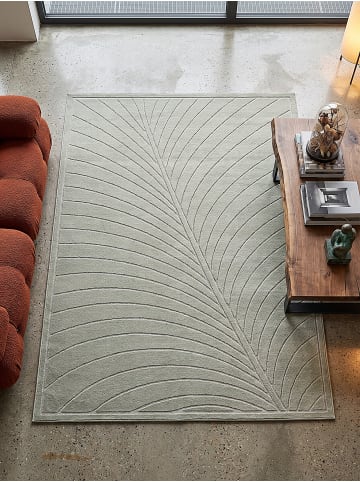 KADIMA DESIGN Outdoor-Teppich ENGADIN Blattmuster Kurzflor Wohnzimmer Veranda in Salbeigrün