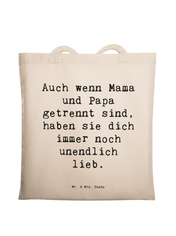 Mr. & Mrs. Panda Tasche Spruch Trennung von den Eltern mit Spruch in Creme