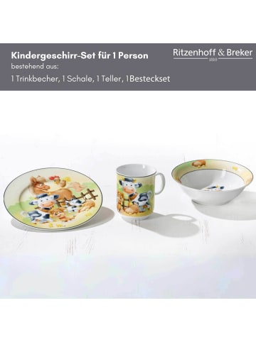 Ritzenhoff & Breker Kindergeschirr mit Besteck Hoftiere in in bunt