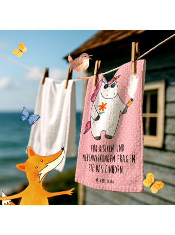 Mr. & Mrs. Panda Handtuch Einhorn Woodstock mit Spruch in Rot Pastell