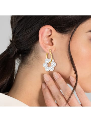 Yokoamii Perlen-Creolen Metall-Legierung Muschelkernperle in gelbgold