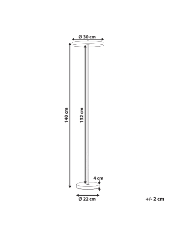 Beliani Stehleuchte EVENLODE in Weiß/Messing - (W) 30 x (H) 140 x (L) 30 cm