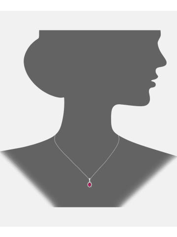 Diamant L'éternel Halskette mit Anhänger aus 375 Weißgold mit Diamant mit Rubin