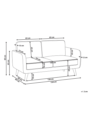 Beliani 3-tlg 2-Sitzer Sofa KILJA in Beige/Braun