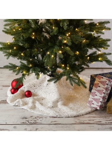 MARELIDA Weihnachtsbaumdecke Mond und Sterne Baumteppich D: 90m rund in weiß, silber