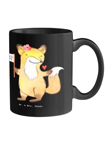 Mr. & Mrs. Panda Teetasse Sozialarbeiterin Erfolg mit Spruch in Schwarz