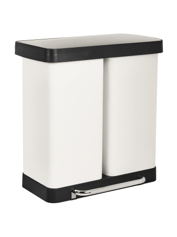 Beliani Abfallbehälter ECOSORT in Weiß/Schwarz - (W) 59 x (H) 62 x (L) 31 cm