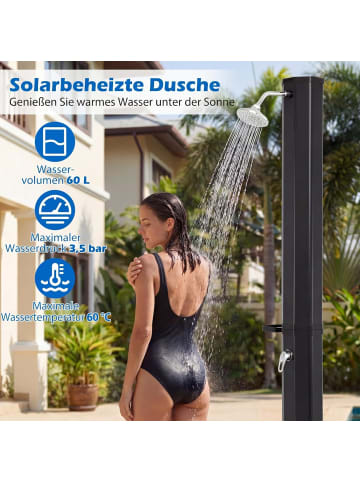 COSTWAY Solardusche 60L inkl. Abdeckung in Schwarz
