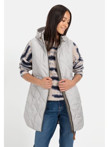 Camel Active Lange Weste mit Kapuze aus recyceltem Polyester in Silber