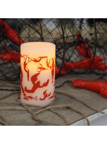 STAR Trading LED Stumpenkerze ,Crayfish Party', Batterie und Timer, weiß, 12,5cm