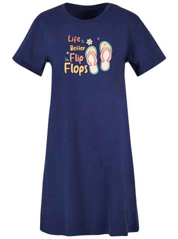 F4NT4STIC T-Shirt Kleid Life Is Better In Flip Flops in lightnavy