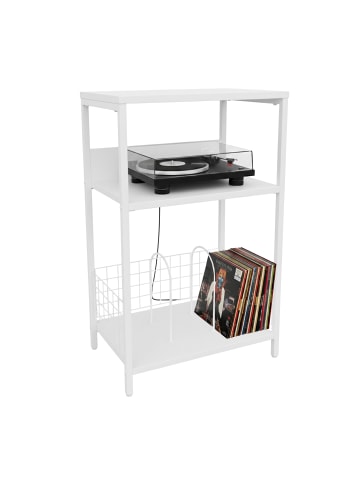 relaxdays Plattenspieler Tisch in Weiß - (B)40 x (H)65 x (T)30 cm
