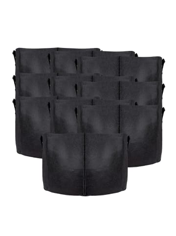 Intirilife Vlies Pflanzsack - Pflanzen Übertopf in 10x Schwarz - 75L - 55x30cm
