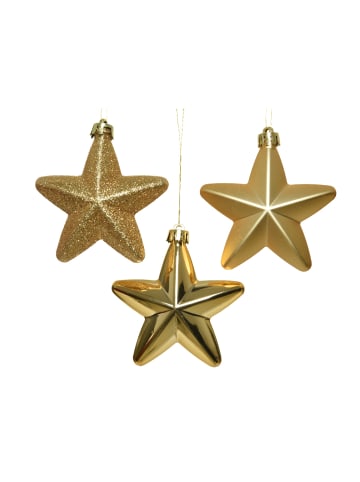 MARELIDA 6er Set Weihnachtsbaumschmuck Sterne bruchfest H: 7,5cm in gold
