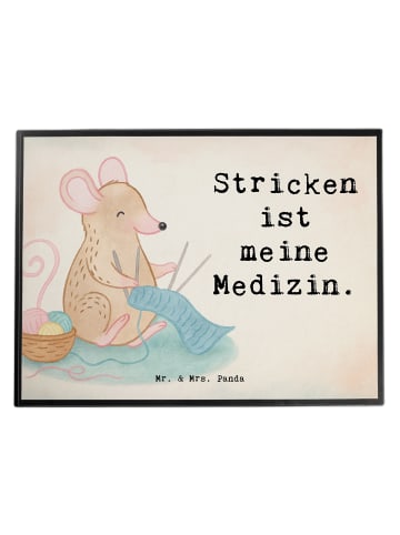 Mr. & Mrs. Panda Schreibunterlage Maus Stricken Design mit Spruch in Weiß