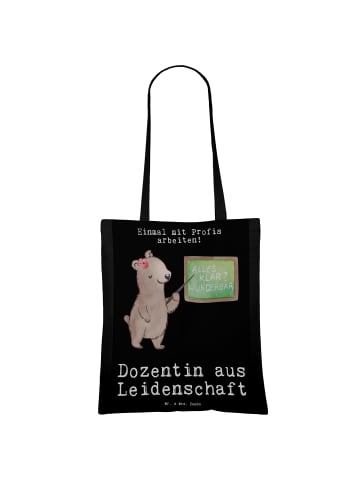 Mr. & Mrs. Panda Schultertasche Dozentin Leidenschaft mit Spruch in Schwarz