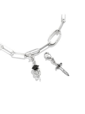 Thomas Sabo Charm-Anhänger True Romance Rose Emaille Original in silber, schwarz