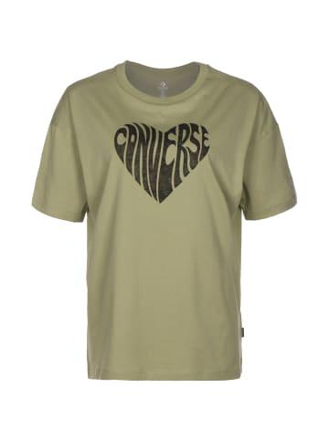 Converse T-Shirt Converse Heart Reverse Print in oliv