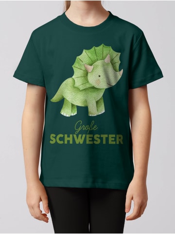 wat? Apparel T-Shirt Dinosaurier 01 Große Schwester in Dunkelgrün