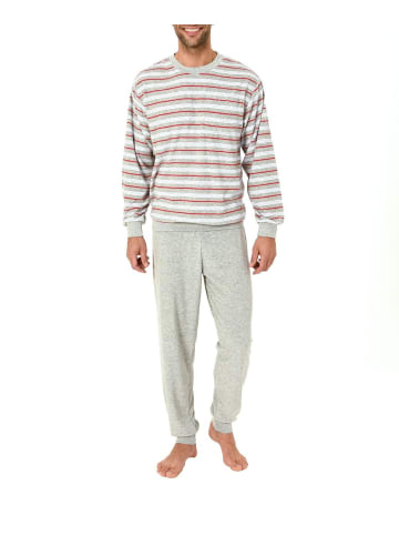 NORMANN Frottee Pyjama Schlafanzug lang Bündchen - 41781 in Grau