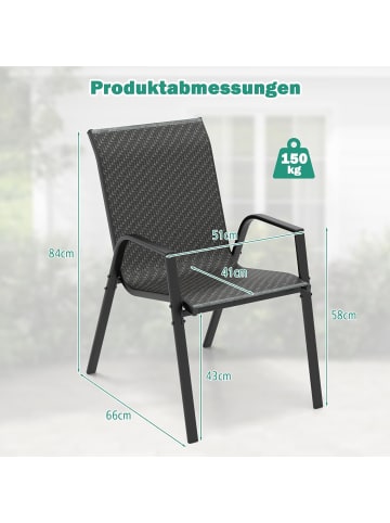 COSTWAY 4er Set Gartenstühle in Schwarz