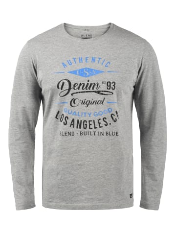BLEND Langarmshirt BHDopper 20711609ME Longsleeve mit Frontprint in Grau