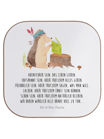 Mr. & Mrs. Panda Untersetzer Igel Federschmuck mit Spruch in Weiß