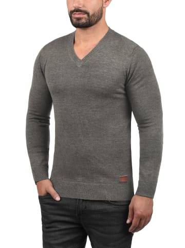 BLEND Strickpullover BHLasse 20703348ME Strickpulli mit aufgestickten Ellenbogenpatches in Grau