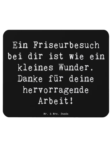 Mr. & Mrs. Panda Mauspad Spruch Friseur Wunder mit Spruch in Schwarz