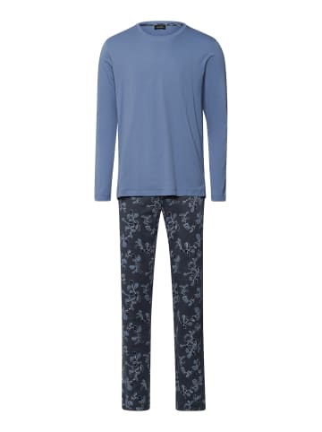Hanro Pyjama Night & Day in aqua ink leaves