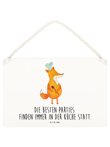 Mr. & Mrs. Panda Schild Fuchs Koch mit Spruch in Weiß