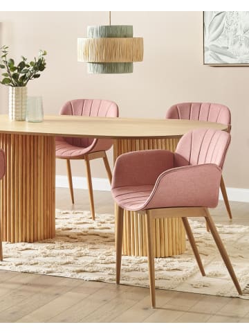 Beliani 2er-Set Esszimmerstuhl ALICE in Rosa/Heller Holzfarbton