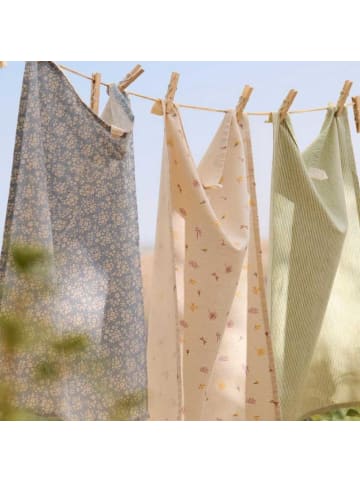 IB Laursen Geschirrtuch AGATHE Hellblau mit Blumen