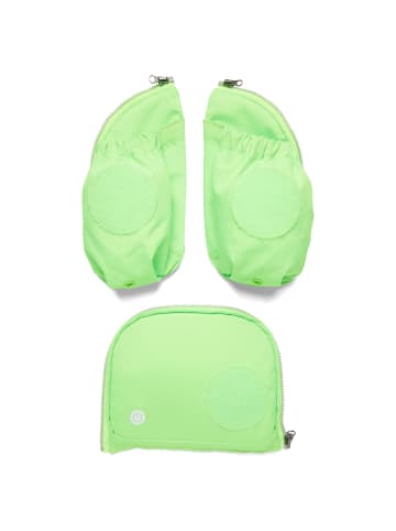 Ergobag Zubehör Pack/Cubo/Cubo Light/Wide Fluo LED - Seitentaschen Zip-Set 3tlg. in grün