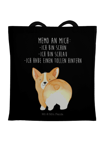 Mr. & Mrs. Panda Tragetasche Corgi Po mit Spruch in Schwarz
