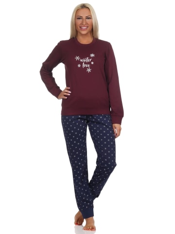 NORMANN Schlafanzug Pyjama Bündchen langarm Winter Optik - 88787 in rot