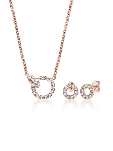 Elli Schmuckset 925 Sterling Silber Kreis in Rosegold