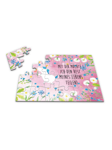 Mr. & Mrs. Panda Puzzle Einhorn Blume mit Spruch in Rot Pastell